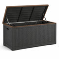 Garten-Aufbewahrungsbox 120 × 60 × 63 cm, Kunststoff und Metall, Schwarz/Braun, mit Klappdeckel