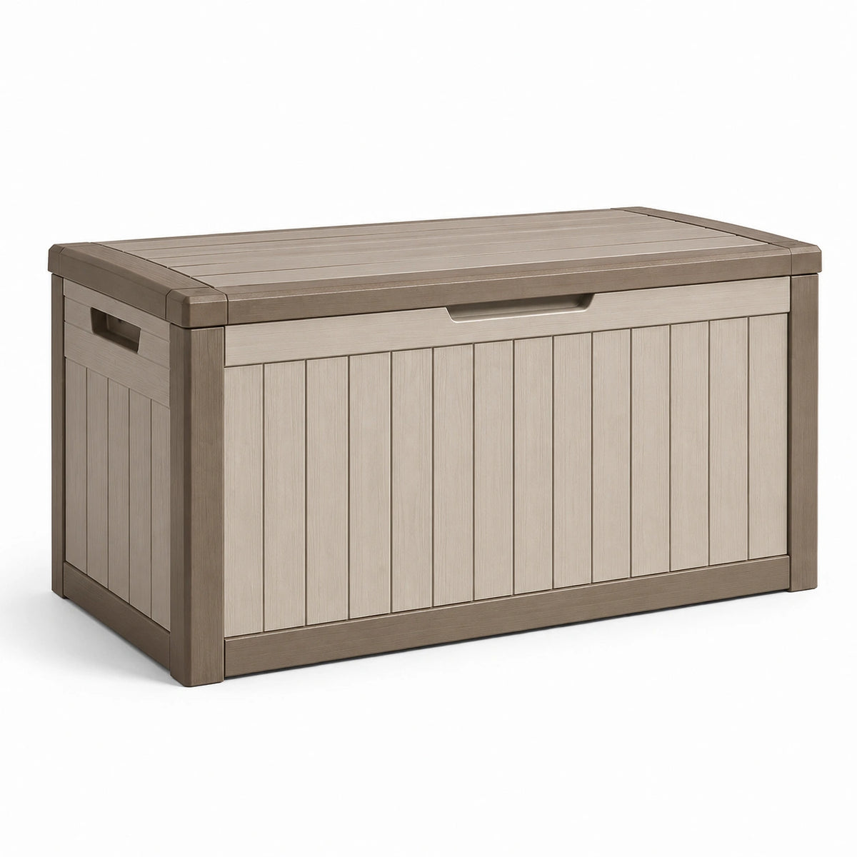 Kunststoff-Aufbewahrungsbox für Außenbereich mit Deckel, Taupe, 120 × 60 × 63 cm