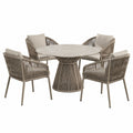 5-teiliges Garten-Esstischset Taupe/Beige, Tisch Ø 120 × 75 cm, Sessel 62 × 65 × 78 cm