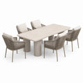 6-teiliges Gartenmöbel-Set mit 5 Armlehnstühlen und Tisch, 200 × 100 × 75 cm, Beige/Taupe