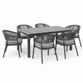 Garten-Essgruppe Anthrazit/Grau mit Aluminiumtisch 180 × 90 × 75 cm und 6 Armlehnstühlen