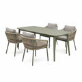 5-teiliges Gartenmöbel-Set in Olivgrün und Beige mit Tisch 160 × 90 × 75 cm und 4 Armlehnstühlen