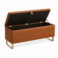 Gepolsterte Sitzbank mit Stauraum und Klappdeckel, Kunstlederbezug, 120 × 45 × 45 cm, Braun