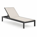 Sonnenliege 200 × 65 × 35 cm aus Metall und Textilgewebe mit verstellbarer Rückenlehne, Beige/Schwarz