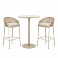 3-teiliges Bar-Set in Beige mit rundem Tisch Ø 80 × 105 cm und 2 Hockern 55 × 55 × 105 cm